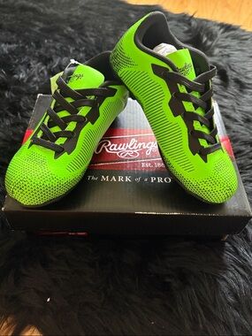 Rawlings Bright Green Soccer Cleats with Black Accents